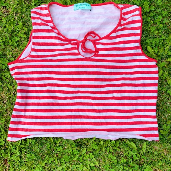Red and White stripped crop top - Picture 2 of 2